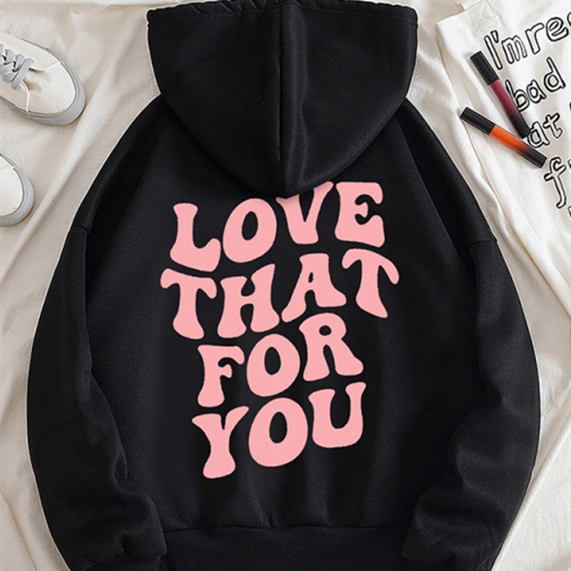 Men's And Women's Fashion Love That For You Back Letter Print Sweatshirt