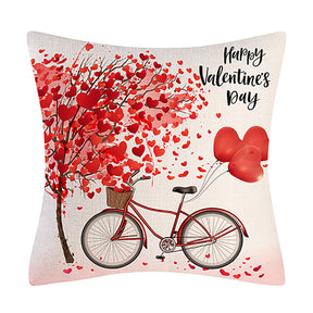 Valentine's Day Pillowcase Linen Truck Love Balloons